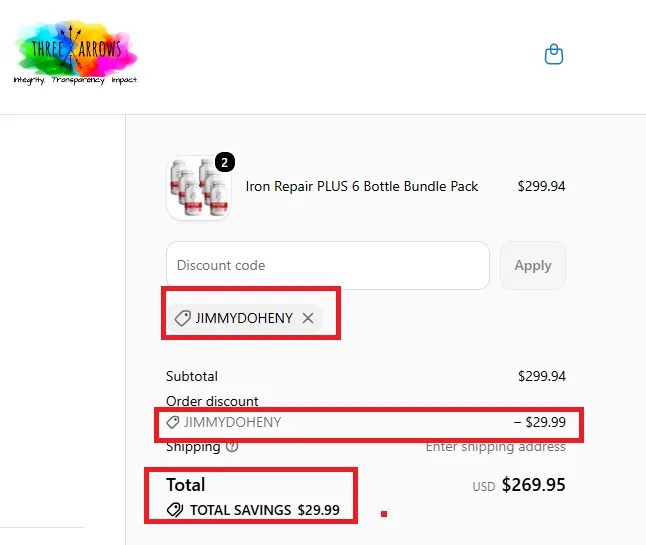 Three Arrows Nutra 15% off coupon